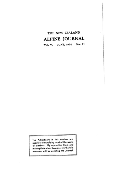New Zealand Alpine Journal 1934 Vol 5 No 21 cover